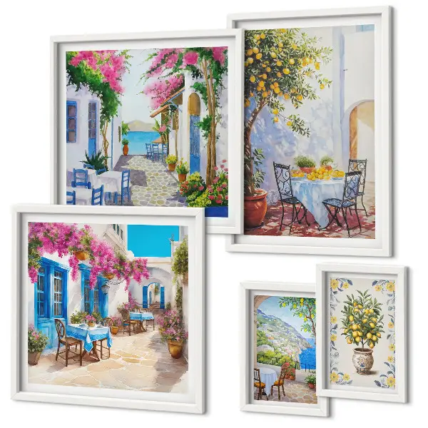 Bildergalerie-Set für die Wand mit dem Motiv bezaubernde Landschaften mit Blumen