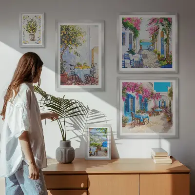 Bildergalerie-Set für die Wand mit dem Motiv bezaubernde Landschaften mit Blumen