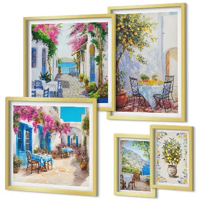 Bildergalerie-Set für die Wand mit dem Motiv bezaubernde Landschaften mit Blumen