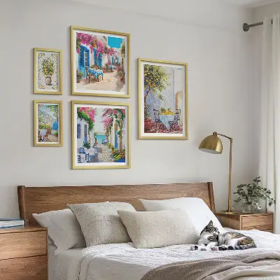 Bildergalerie-Set für die Wand mit dem Motiv bezaubernde Landschaften mit Blumen