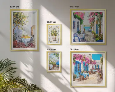 Bildergalerie-Set für die Wand mit dem Motiv bezaubernde Landschaften mit Blumen