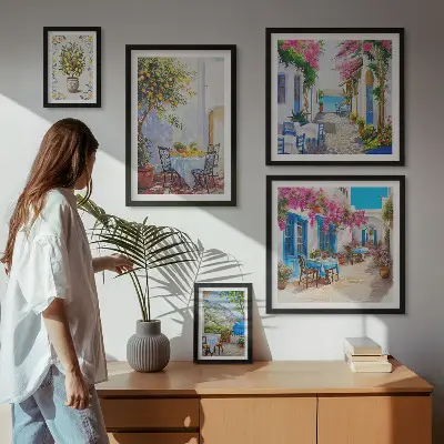 Bildergalerie-Set für die Wand mit dem Motiv bezaubernde Landschaften mit Blumen
