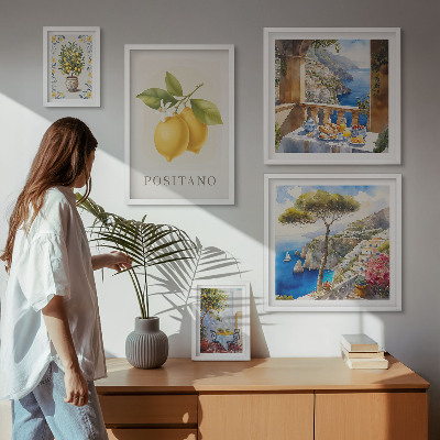 Modernes wandbilder-set Zitrusakzente im mediterranen Stil