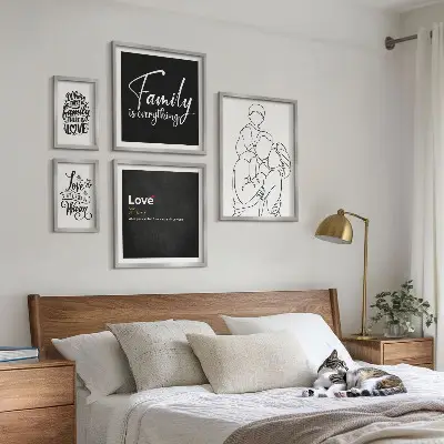 Bildergalerie-Set für die Wand mit dem Thema familiäre Werte wie Liebe und Nähe