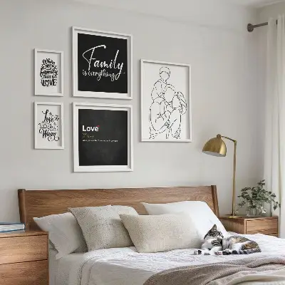 Bildergalerie-Set für die Wand mit dem Thema familiäre Werte wie Liebe und Nähe