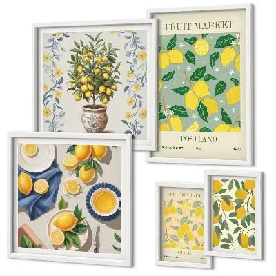 Bildergalerien-Set für die Wand mit Zitrusfrucht-Muster