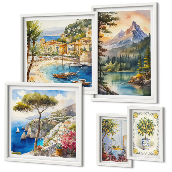 Modernes wandbilder-set Landschaften mit Berg- und Meerblick