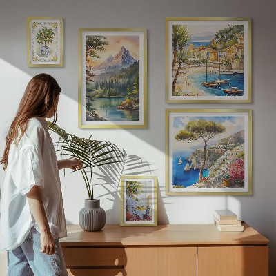 Modernes wandbilder-set Landschaften mit Berg- und Meerblick