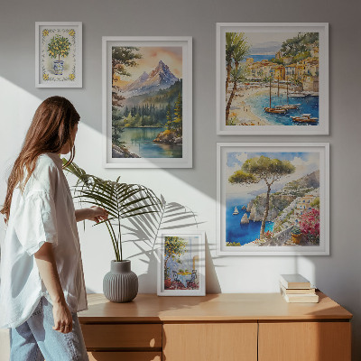 Modernes wandbilder-set Landschaften mit Berg- und Meerblick
