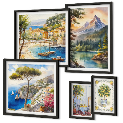 Modernes wandbilder-set Landschaften mit Berg- und Meerblick