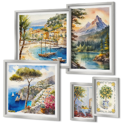 Modernes wandbilder-set Landschaften mit Berg- und Meerblick