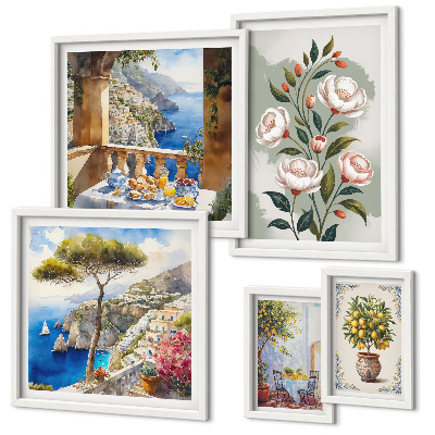 Bilderset fürs sofa Malerische Blumenansichten