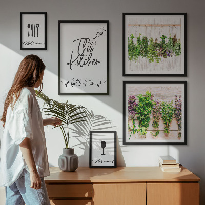 Bildergalerie-set für die wand Küchenliebe Kräuter Accessoires