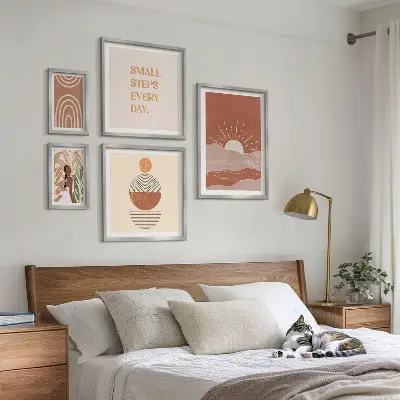 Modernes Wandbilder-Set mit naturfreundlichen Slogans im Boho-Stil