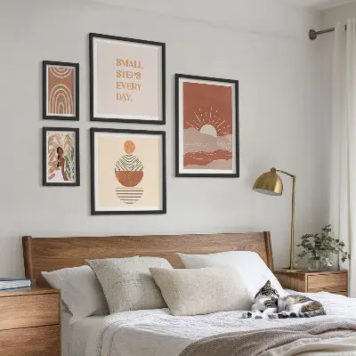 Modernes Wandbilder-Set mit naturfreundlichen Slogans im Boho-Stil