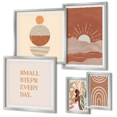 Modernes Wandbilder-Set mit naturfreundlichen Slogans im Boho-Stil