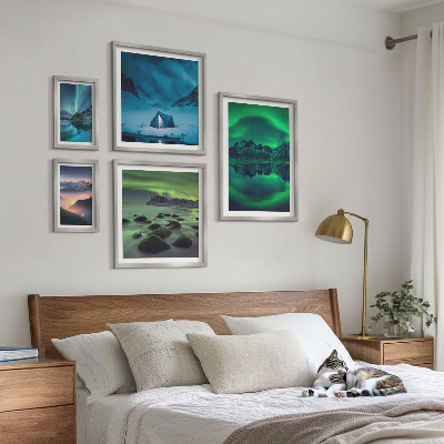 Bilderset fürs sofa Winterlandschaften der Aurora-Berge