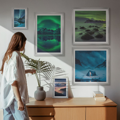 Bilderset fürs sofa Winterlandschaften der Aurora-Berge