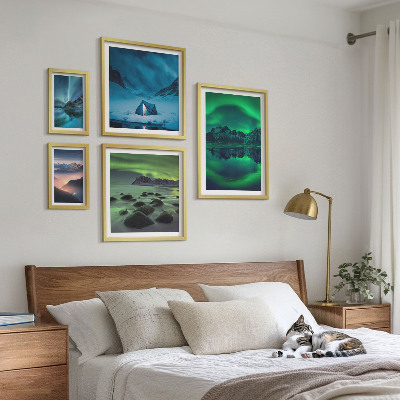 Bilderset fürs sofa Winterlandschaften der Aurora-Berge