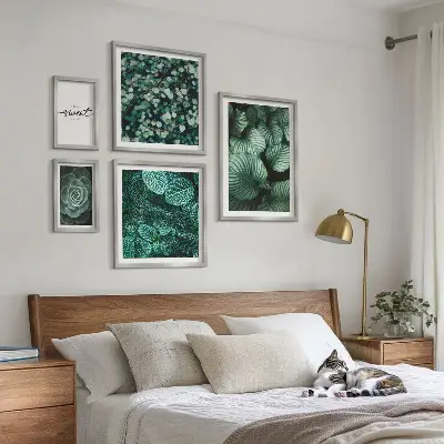 Bilderset fürs Sofa moderne Pflanzen mit grünen Blättern