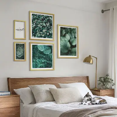 Bilderset fürs Sofa moderne Pflanzen mit grünen Blättern