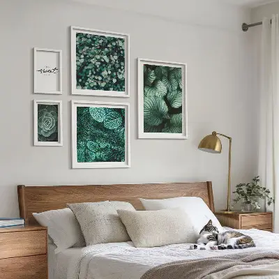 Bilderset fürs Sofa moderne Pflanzen mit grünen Blättern