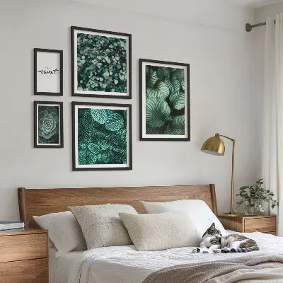 Bilderset fürs Sofa moderne Pflanzen mit grünen Blättern