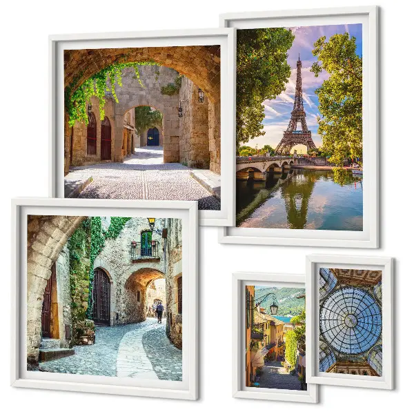 Bildergalerie-Set für die Wand mit bezaubernden Ausblicken auf europäische Städte