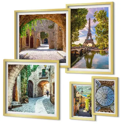 Bildergalerie-Set für die Wand mit bezaubernden Ausblicken auf europäische Städte