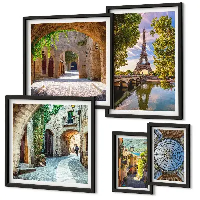 Bildergalerie-Set für die Wand mit bezaubernden Ausblicken auf europäische Städte