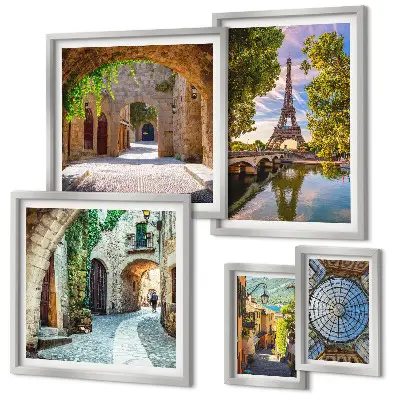 Bildergalerie-Set für die Wand mit bezaubernden Ausblicken auf europäische Städte