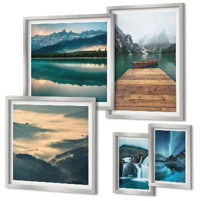 Modernes wandbilder-set Landschaften, Wasserfälle, Berge
