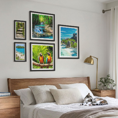 Modernes wandbilder-set Tropische Landschaften, Vögel, Wasserfälle