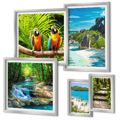 Modernes wandbilder-set Tropische Landschaften, Vögel, Wasserfälle