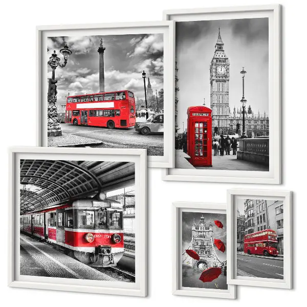 Wandbilder-Set mit Londoner Motiven und Akzenten