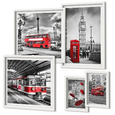 Wandbilder-Set mit Londoner Motiven und Akzenten