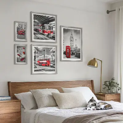 Wandbilder-Set mit Londoner Motiven und Akzenten