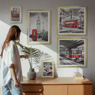 Wandbilder-Set mit Londoner Motiven und Akzenten