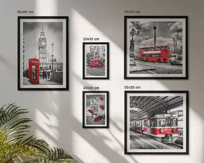 Wandbilder-Set mit Londoner Motiven und Akzenten