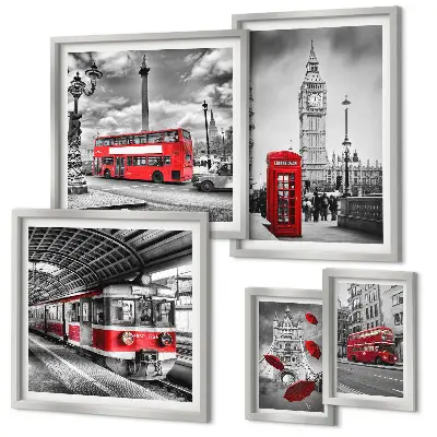 Wandbilder-Set mit Londoner Motiven und Akzenten