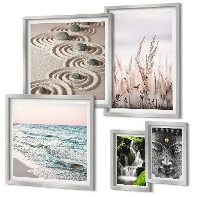 Bildergalerie-Set für die Wand mit entspannendem Natur-Zen-Wasser-Motiv