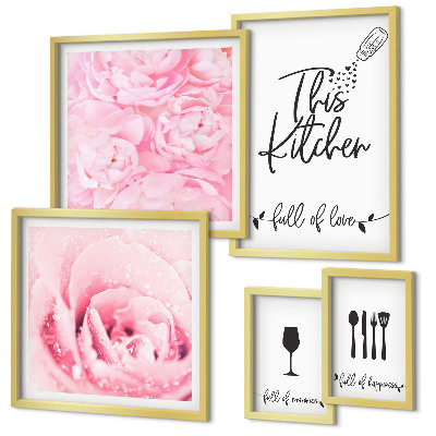 Modernes wandbilder-set Kücheninspirationen mit Rosen
