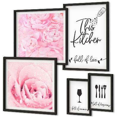 Modernes wandbilder-set Kücheninspirationen mit Rosen