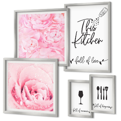 Modernes wandbilder-set Kücheninspirationen mit Rosen