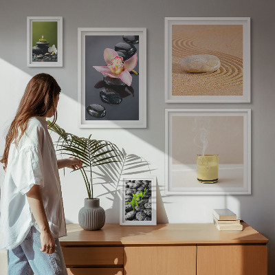 Bilderset fürs sofa Entspannungssteine, Orchideen