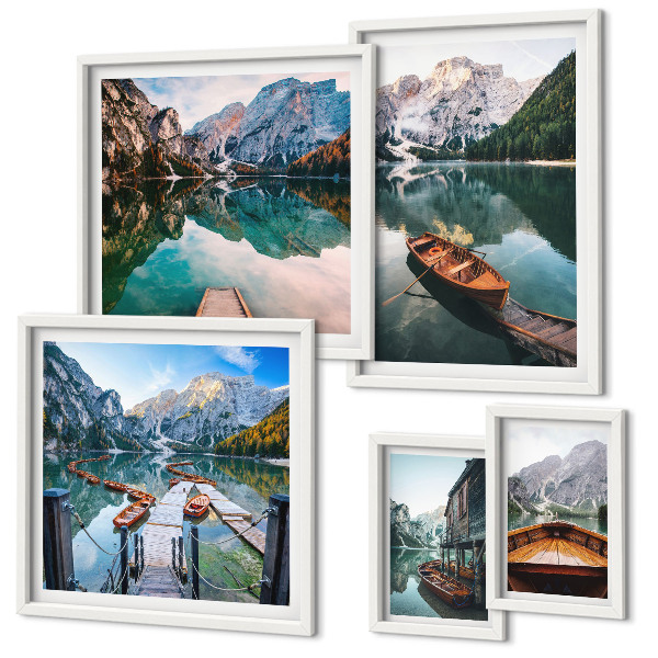 Bildergalerie-set für die wand Ruhige Seen, Holzboote