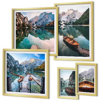 Bildergalerie-set für die wand Ruhige Seen, Holzboote