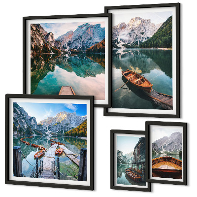 Bildergalerie-set für die wand Ruhige Seen, Holzboote