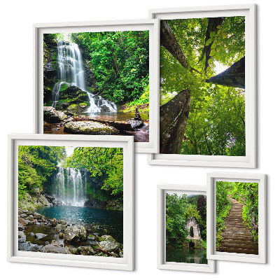 Bildergalerie-set für die wand Grüne Landschaften mit Wasserfällen