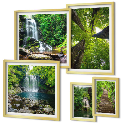 Bildergalerie-set für die wand Grüne Landschaften mit Wasserfällen